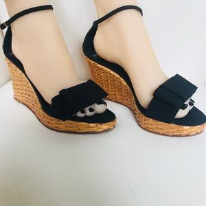 Kate Spade Callista Grosgain and Wicker Wedges